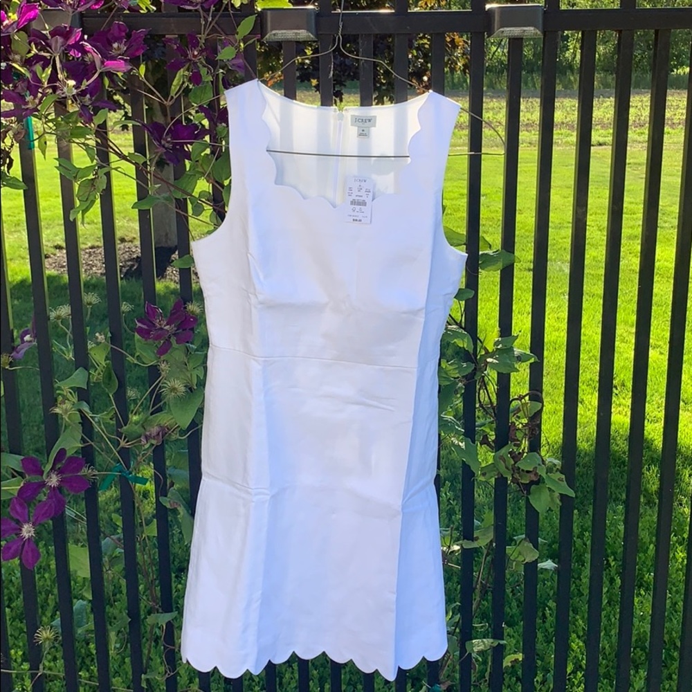 J. Crew | Scalloped Basketweave Square Neck Dress